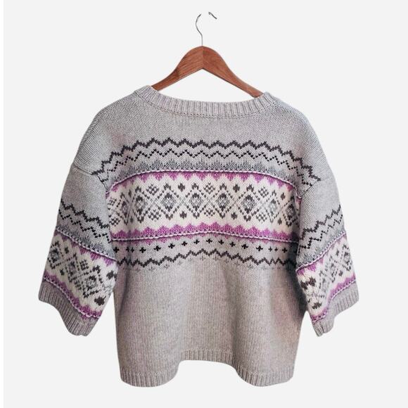 Sundance Fair Isle Wool Blend Cardigan Sweater Women’s Size L – Gray Pink - Picture 6 of 10